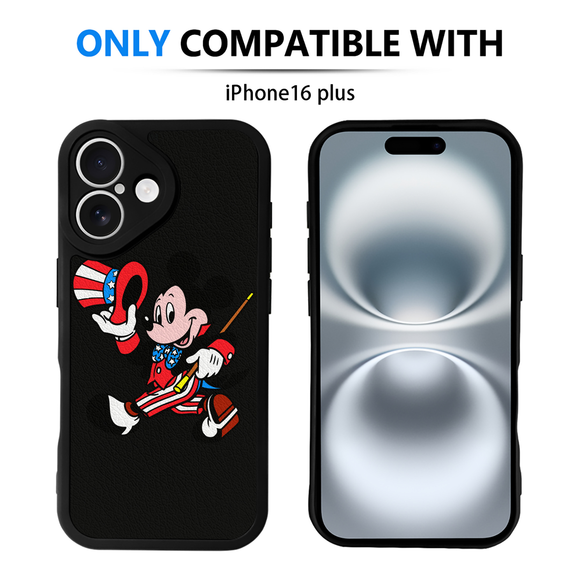 （画像用） ミッキーマウス Mickey Mouse 【iPhone 16シリーズ対応】シリコンスマホケース（レザー調） 材質：シリコン